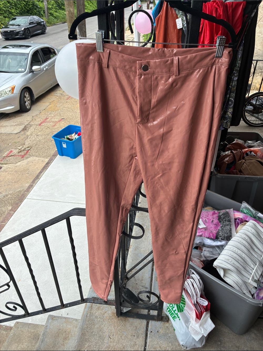 Mens Faux-Leather Pants in Dusty Rose